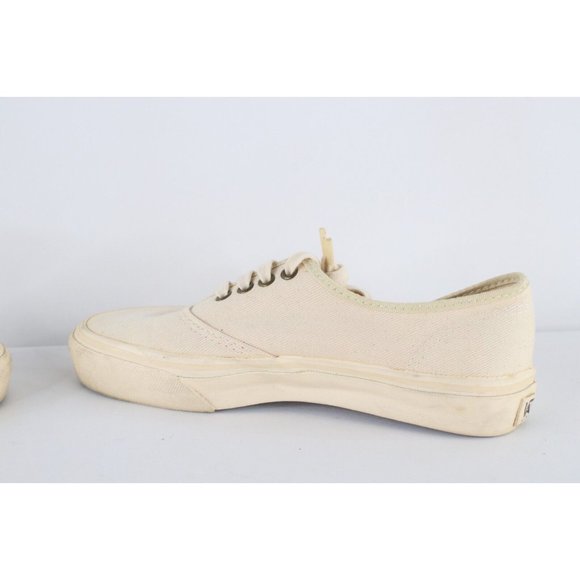 Vintage 80s 90s Vans Skateboarding Mens 8.5 Canvas Sneakers Shoes Beige USA